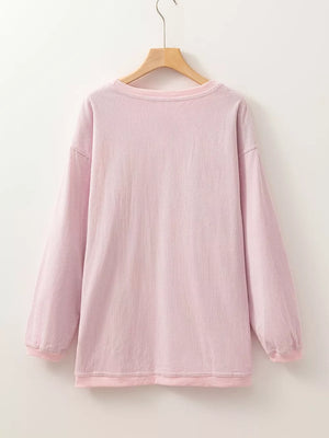 Ribbed Corduroy Oversized Sweatshirt in Dusty Pink, fabric detail
