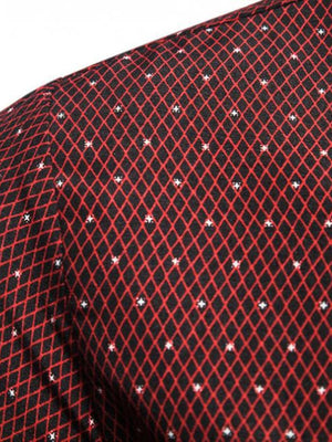 Men's red and black diamond dot print short sleeve shirt