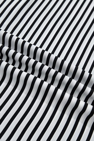 Striped Half Sleeve Button-up Shirt in Black, view 11