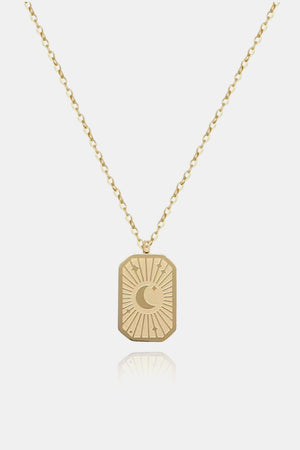 18K gold-plated celestial pendant necklace with sun and moon design in Sun color.