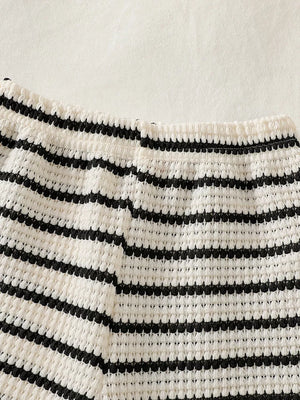 Children's Striped Round Neck Top And Shorts Set, close-up detail