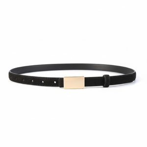 Black cowhide leather belt with gold buckle detail