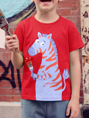Children's Zebra Round Neck T-shirt, front view