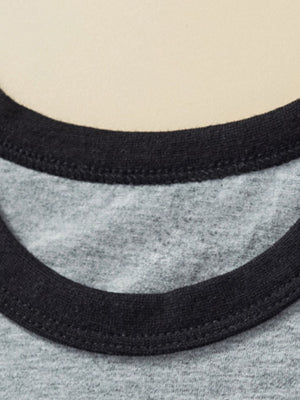 Grey cotton crew neck t-shirt with black trim detail