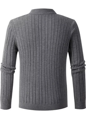 Men's Cable Knit Half-zip Sweater Plus Size in Black, editorial view