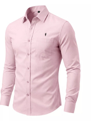 Men's Slim Fit Button Up Shirt Plus Size in Black, front view