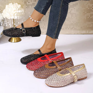 Sparkling Mesh Mary Jane Sneakers in Black, front view
