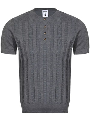 Men's Cable Knit Short Sleeve Top, model styling view