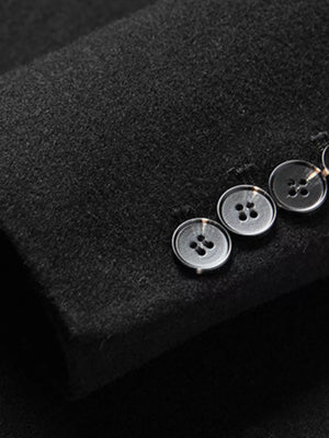 Classic fit wool blazer in black with button detail