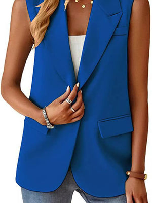 One Button Blazer Vest in Navy, view 15