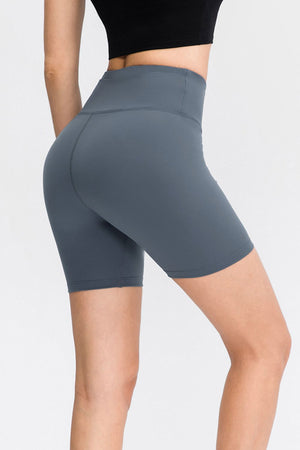 Dark Gray Cloudwash Sculpting Bike Shorts with high waist and seamless design