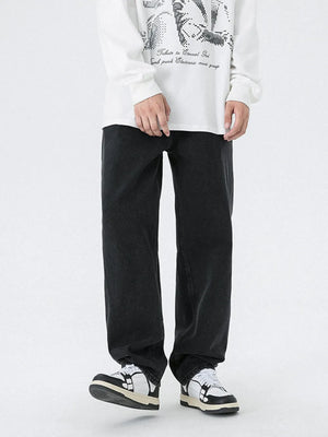 Men S Vintage Wash Relaxed Fit Jeans in Black, back view