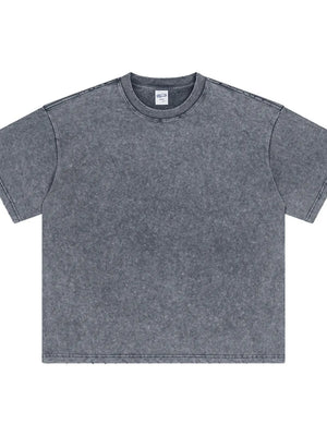 Dark Gray acid wash tee with half sleeves and round neck