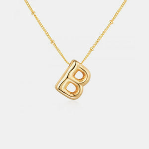 Gold initial B pendant necklace with beaded chain