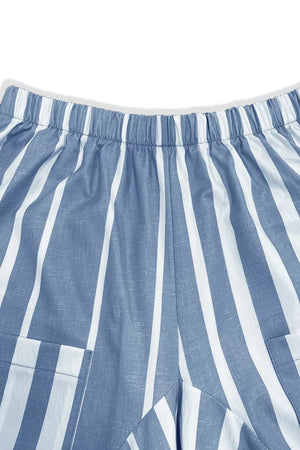 Striped Wide-leg Pants in Light Blue, close-up detail