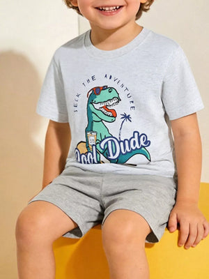 Toddler cotton graphic t-shirt with dinosaur print