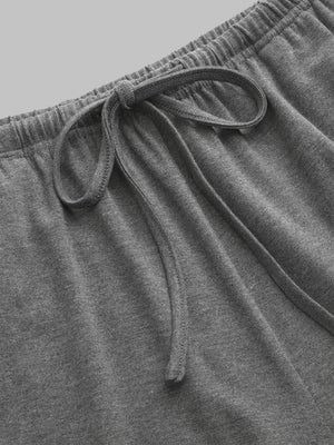 Grey drawstring pants with elastic waistband detail