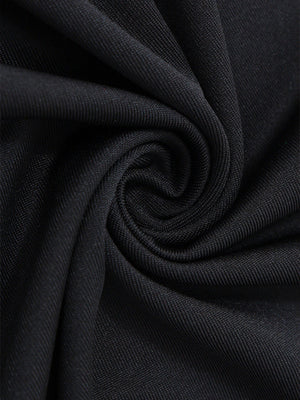 Black ribbed knit mini dress fabric detail