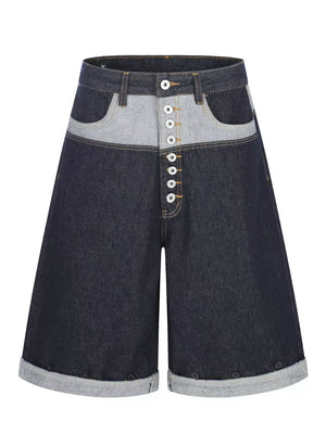 Men's Button Fly Denim Capris, front view