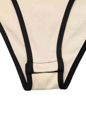 Ribbed V-neck Long Sleeve Bodysuit in Tan, view 11