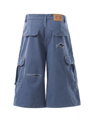Men's Distressed Cargo Capris, close-up detail