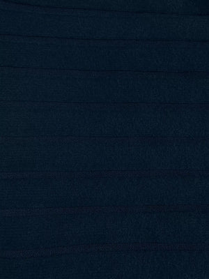 Navy ribbed knit hoodie dress fabric detail