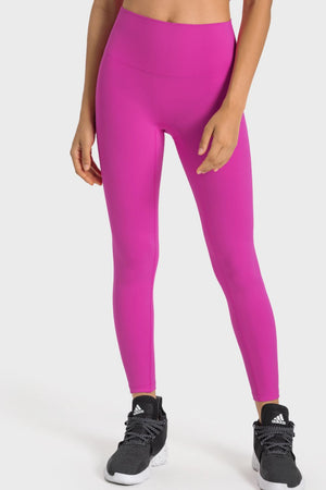 Pink seamless high-waist performance leggings with a sculpted fit.
