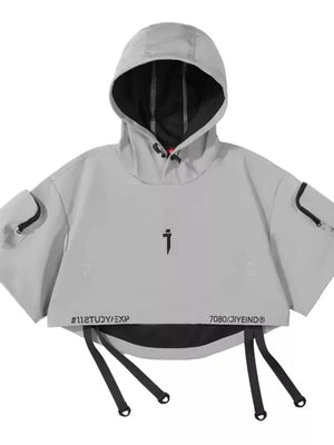 Men's Oversized Cropped Hoodie in Grey, back view