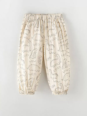 Children's Dinosaur Print Elastic Waist Pants, side view