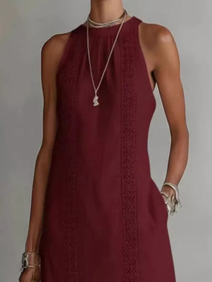 Sleeveless Lace Trim Midi Dress Plus Size, product detail