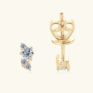 Gold diamond cluster stud earrings with a celestial design and certificate.