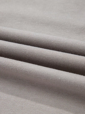 Gray V-neck sweatshirt with a textured knit fabric detail.