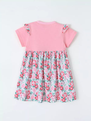 Children's Floral Print Bow Detail Dress, back view
