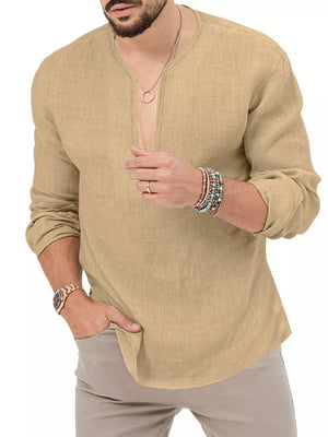 Men's Slim Fit Long Sleeve Blouse Plus Size in White, close-up detail