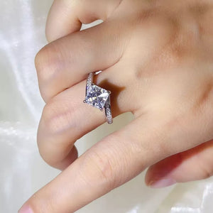 2 Carat Moissanite 925 Sterling Silver Ring, front view