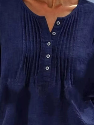 Casual Button Detail Long Sleeve Linen Shirt in Yellow, view 11