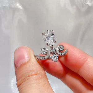1.2 Carat Pear-cut Moissanite Sterling Silver Ring, close-up detail