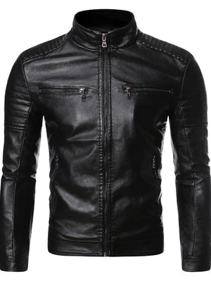 Men's Plus Size Zip Up Motorcycle Jacket in Coffee, fabric detail