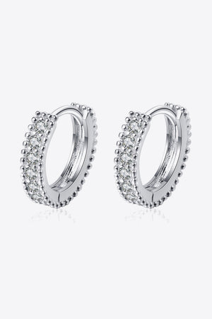 Silver pavé and beaded hoop earrings with clear stones