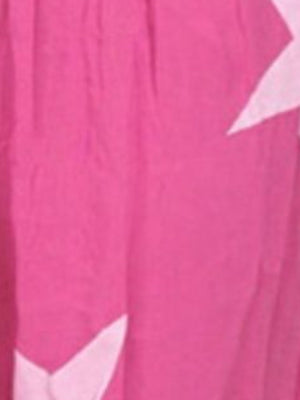 Hot Pink Star Print Gathered Waist Harem Trousers