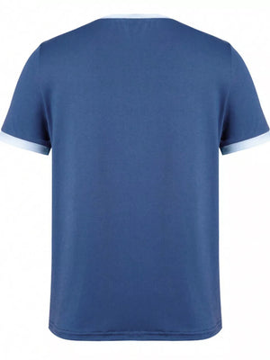 Dark Blue relaxed fit t-shirt with contrast trim neckline and sleeves.