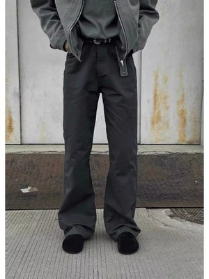 Men's dark gray sweatpants with a relaxed fit and belt detail.