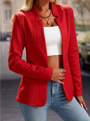 Textured Open Front Blazer in White, editorial view