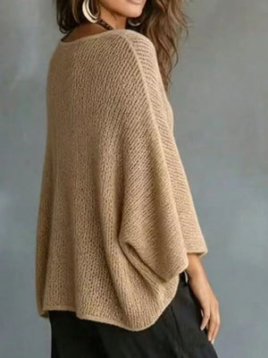 V-neck Batwing Sleeve Sweater in White, product detail