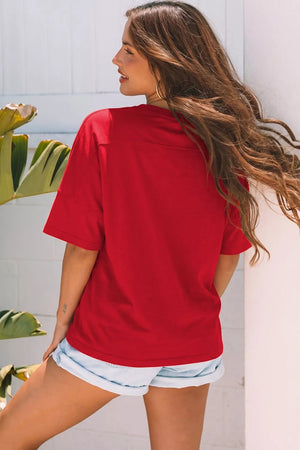 Patriotic Usa Embroidered Short Sleeve T-shirt, side view