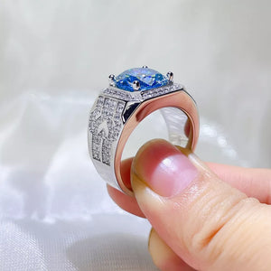925 Sterling Silver Geometric Solitaire Moissanite Ring, side view