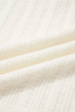 Textured cream V-neck maternity t-shirt with subtle button details