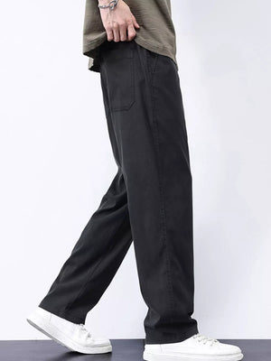Relaxed fit black cargo pants with a casual, comfortable style.