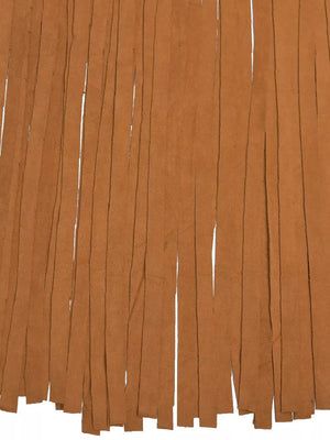 Bohemian tube top in caramel with vertical fringe trim detail