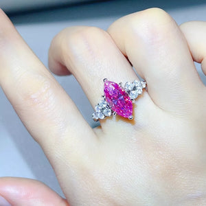 1 Carat Sterling Silver Moissanite Cluster Ring, side view